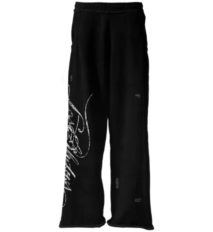 DISTRESSED SCRIPT SWEATPANT (BLACK)