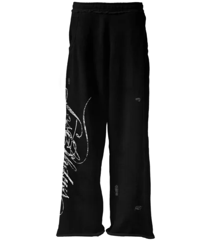 DISTRESSED SCRIPT SWEATPANT (BLACK)
