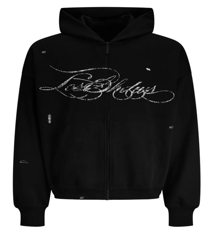 DISTRESSED SCRIPT HOODIE
