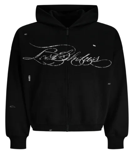 DISTRESSED SCRIPT HOODIE